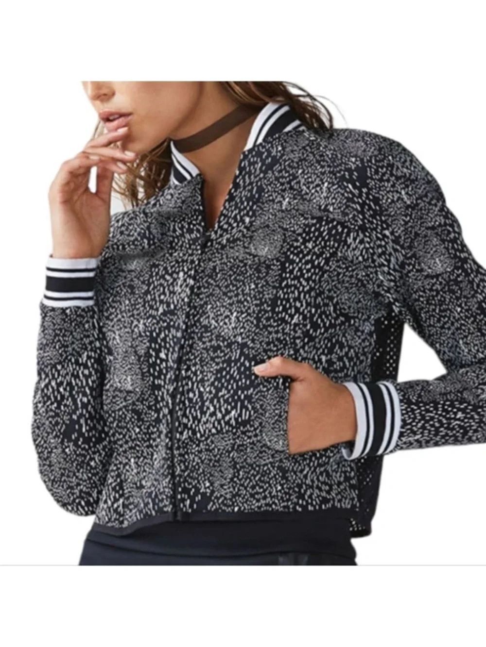NWT FABLETICS Tia Animal Print Mesh Bomber Jacket XXL